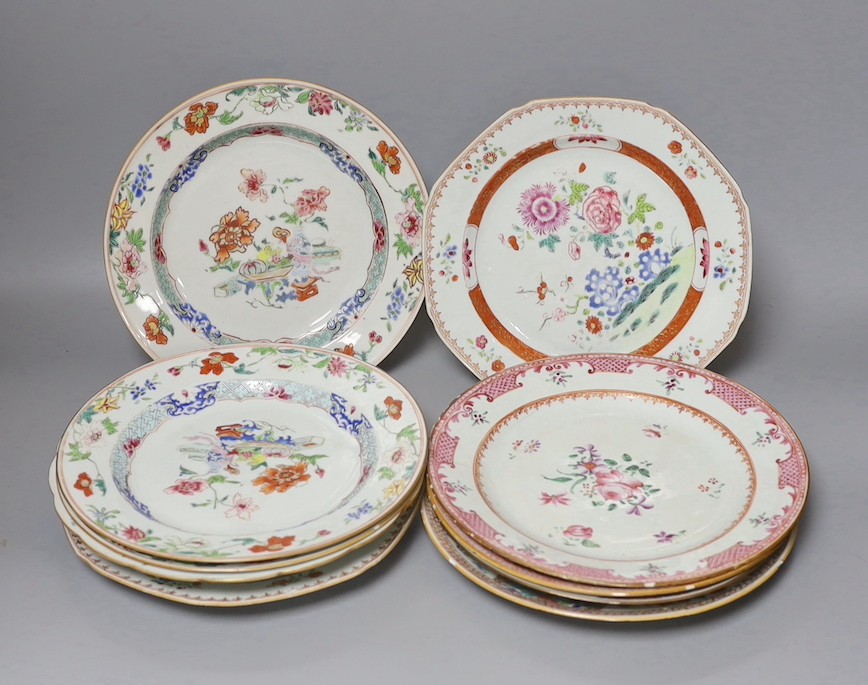 Ten various Chinese Export porcelain plates, 18th century and later